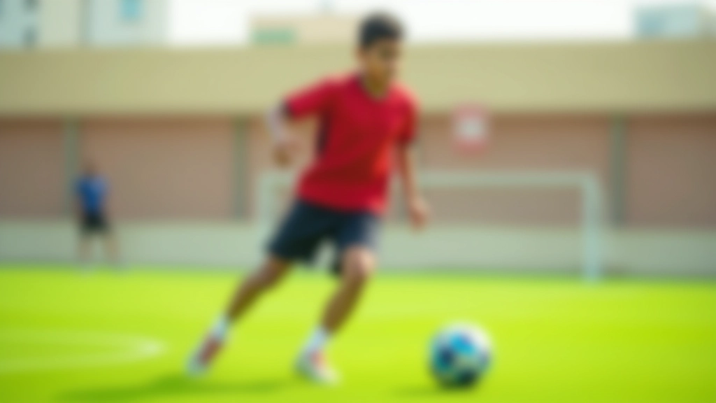 لاعب كرة قدم ينطلق بسرعة وهو يتحكم بالكرة على الملعب في تمرين سرعة تدريجية